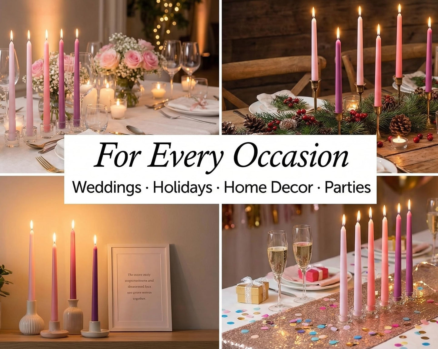 W&LESVAGO 12 Inch Pink-Purple Taper Candles Set of 6 Unscented Smokeless Long Tall Tapered Candle for Candlesticks Sticks Wedding Advent Home Decor Dinner Christmas