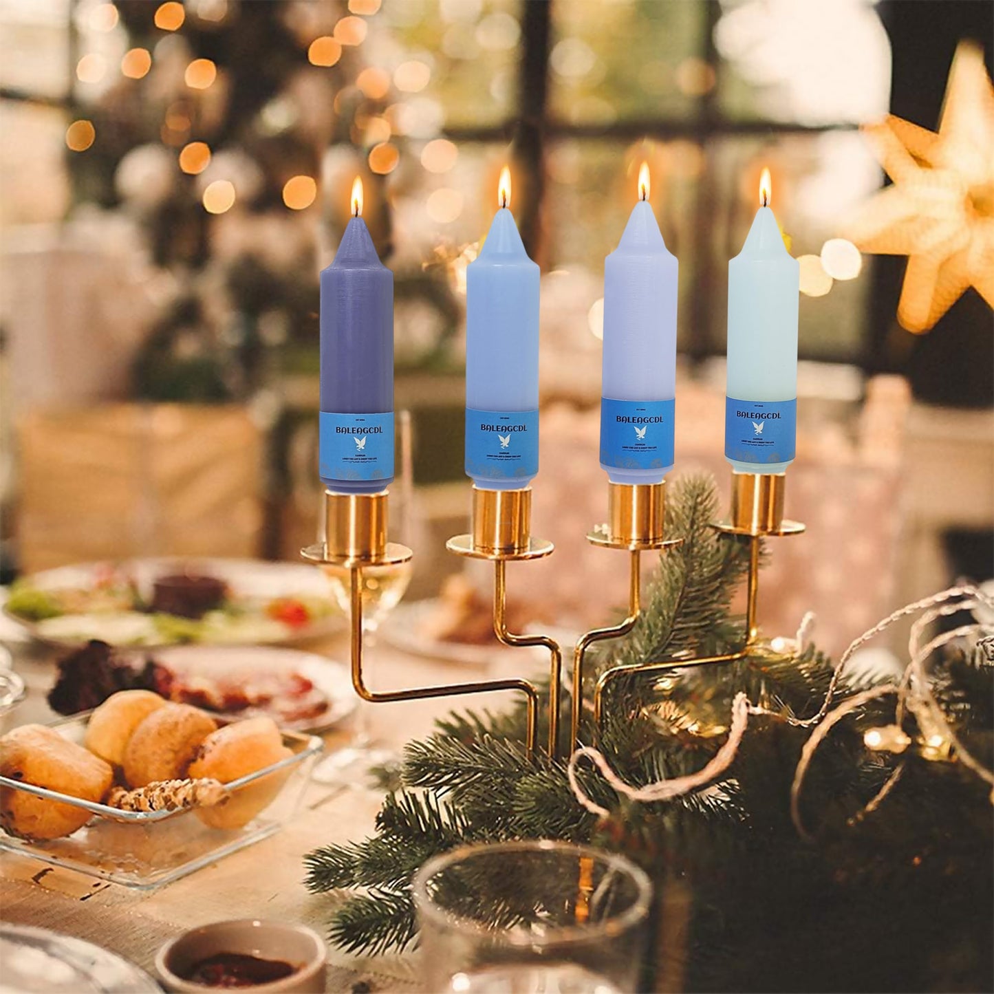Handmade Unscented Twisted Gradient Blue Taper Candles - Long - Lasting, Smokeless, Elegant Candlesticks, 5 - Inch for Home Décor, Weddings, Festive Seasons