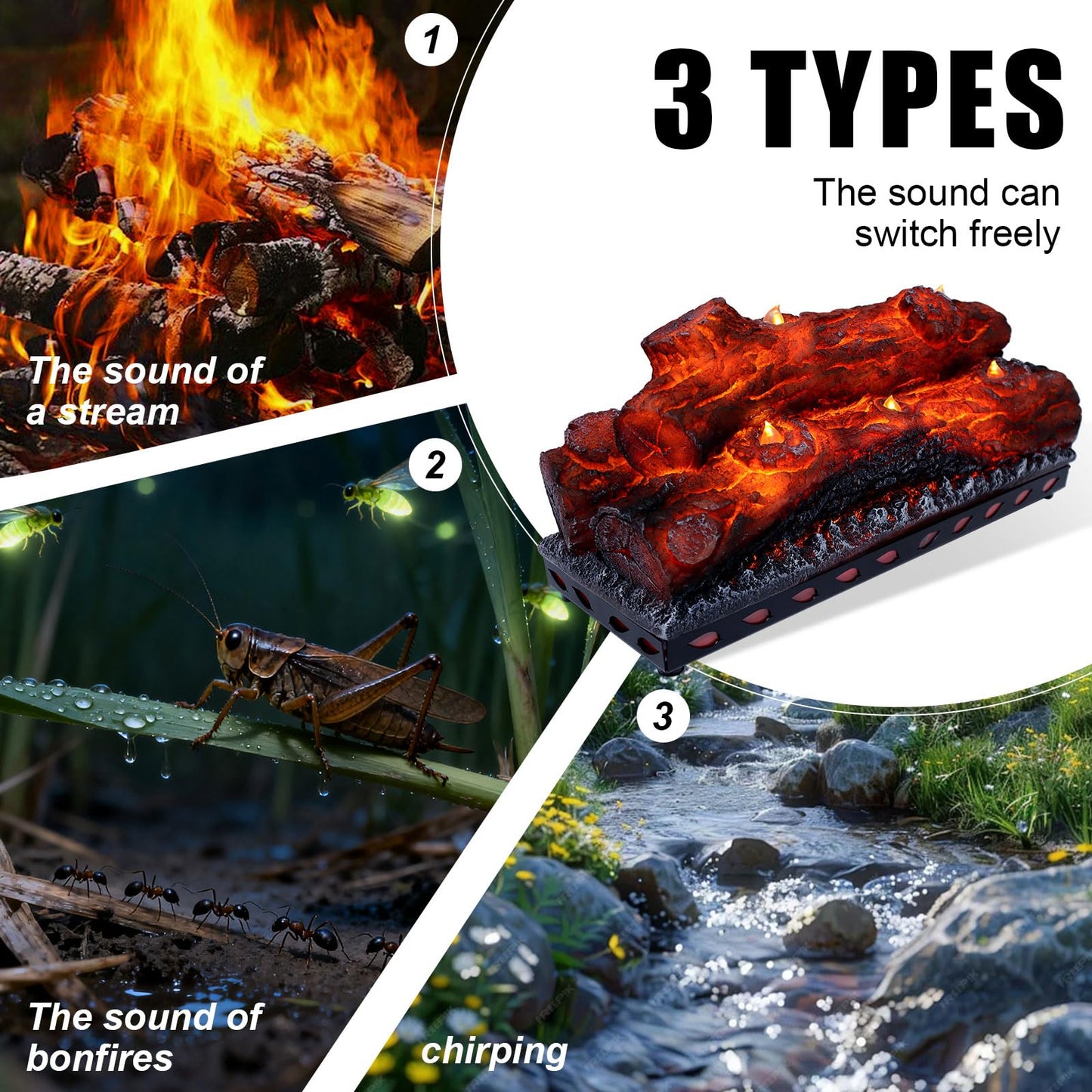 DAINIQUKANHAI Electric Fireplace Logs Realistic Flame Effect Candle LED Flame Light USB Powered Electric Fireplace Remote Control Fireplace Placement Home Decoration 16.7*8.7*5.9 In No Heat Function