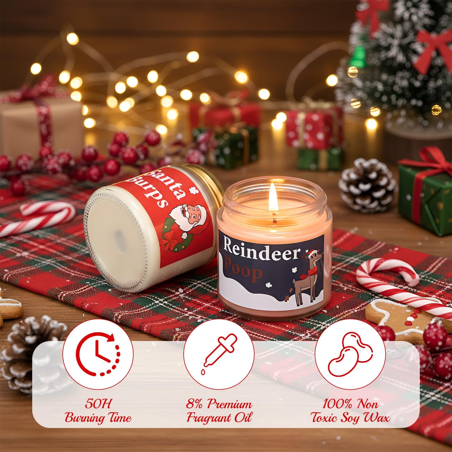 4 Pack Christmas Scented Candle, 3.5 oz Handmade Winter Candles Mini Christmas Candle Set Soy Fir Wax Holiday Candles for Women Xmas Winter Holiday Gift