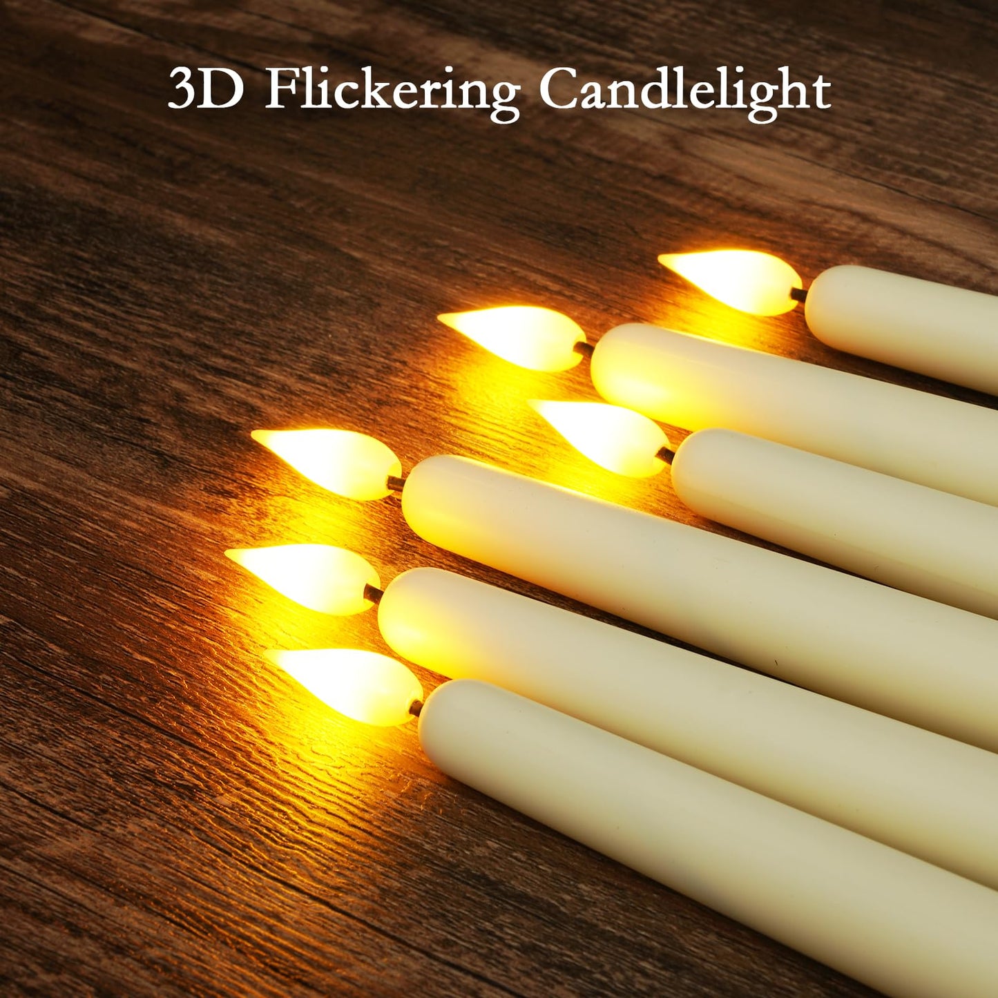 Homemory 48 Pcs Flameless Taper Candles with Remote Timer Dimmer, 11 inches Ivory Candlesticks Battery Operated, Plastic LED Taper Candles with Flickering Flame for Party Christmas Church Wedding