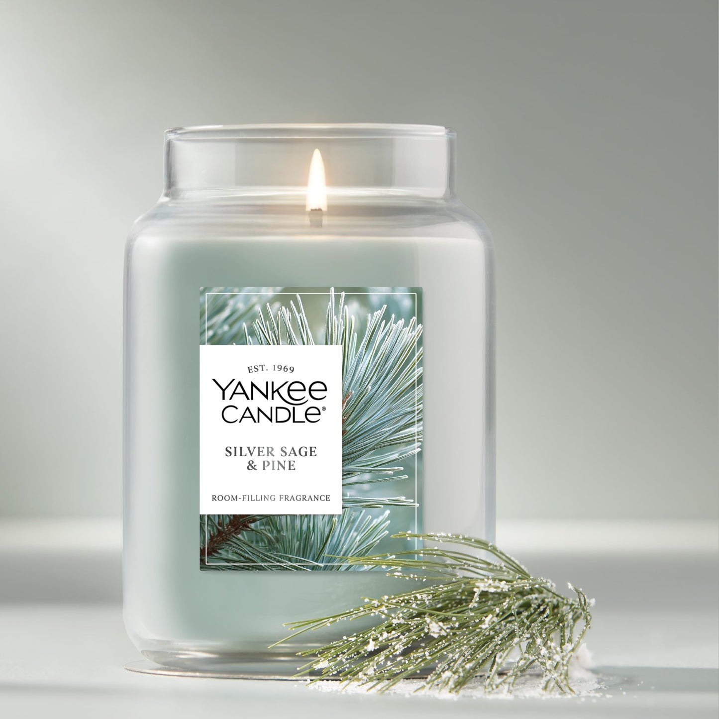 Yankee Candle, Silver Sage & Pine Fall Scented Candle, 22oz Large Jar with up to 150 Hour Burn Time