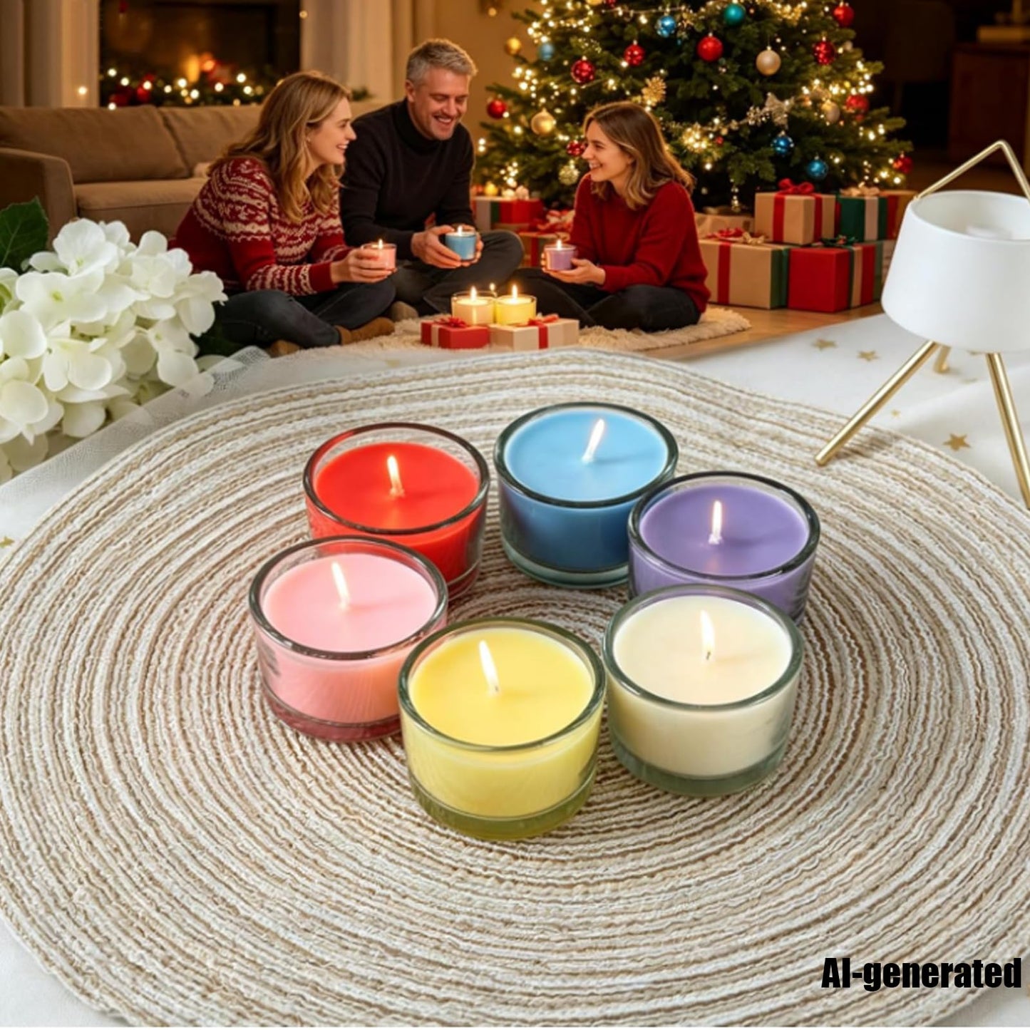 7–8 Hour Long-Burning Scented Tea Lights (6-Pack) — Assorted Scented Candles in Glass Cups | Smokeless & Aromatic — Ideal for Home, Weddings, Parties, and Gifting (White)