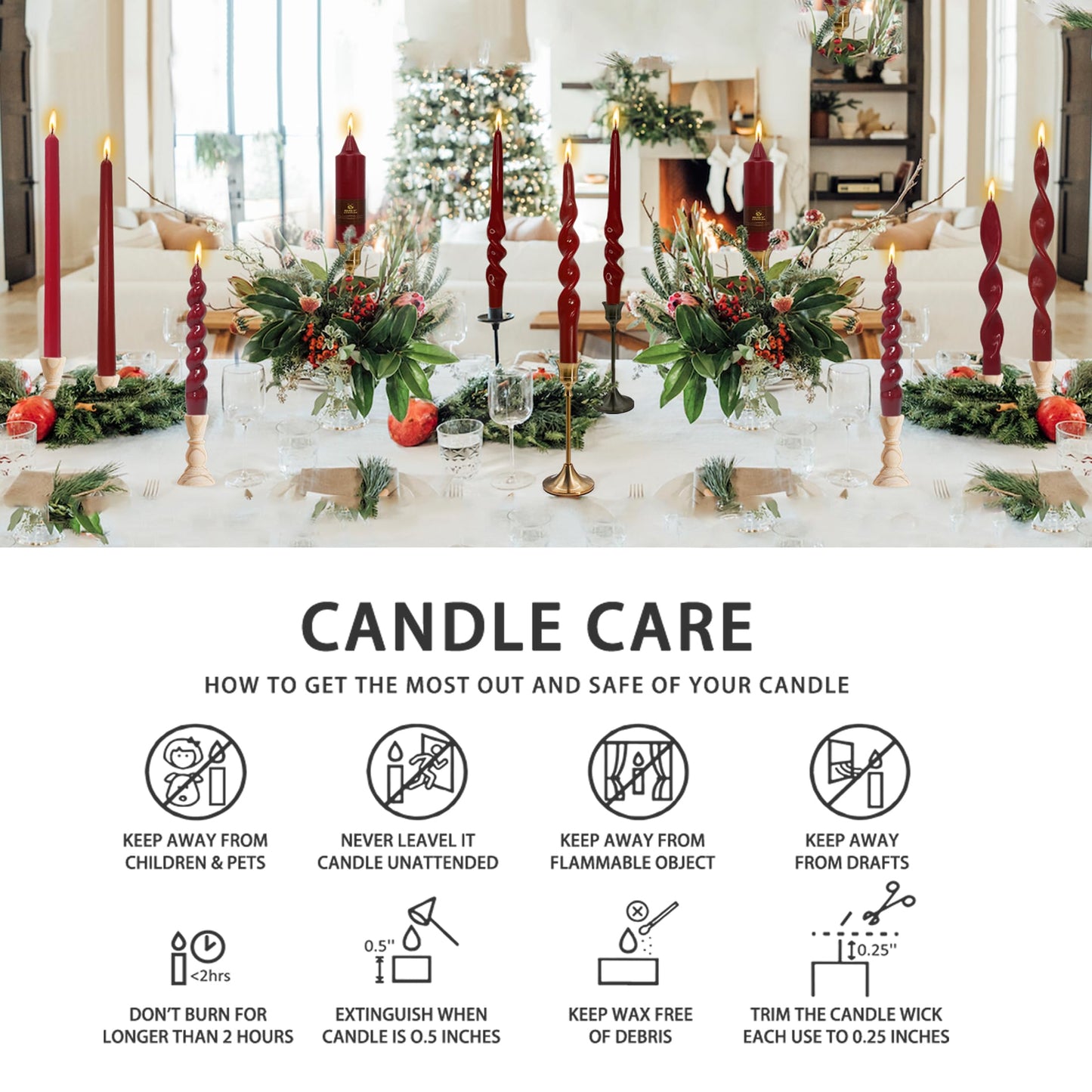 Spiral Taper Candle Red Candlesticks, Gedengni 10inch Christmas Twisted Candles Long Candle Sticks Cute Tapered Candles for Table Decor Dinner Holiday Party,23D4-RED