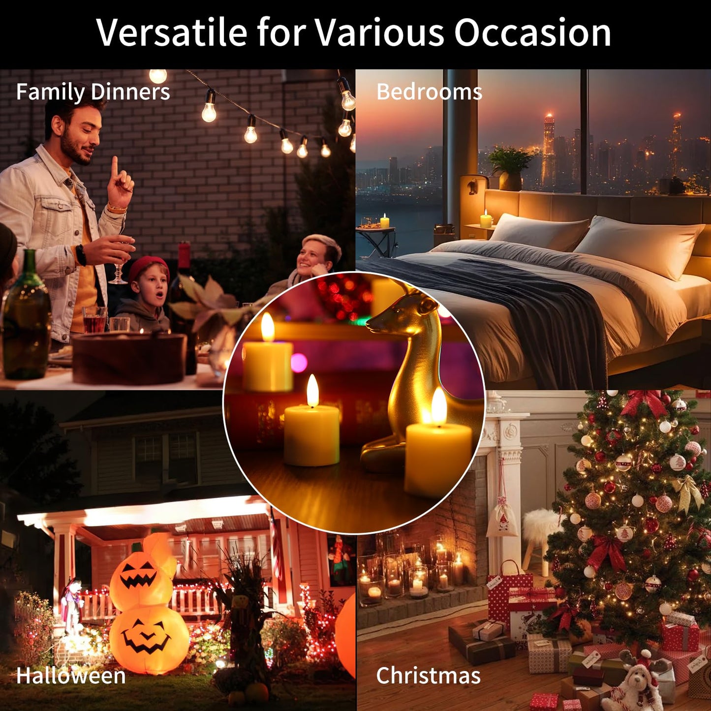 YBU Rechargeable Flameless Tea Light Candles, Realistic Flickering LED with Remote & Timer, 100+ Hours, USB Charging Base, Safe for Home Wedding Decor (6-Pack, Amber)