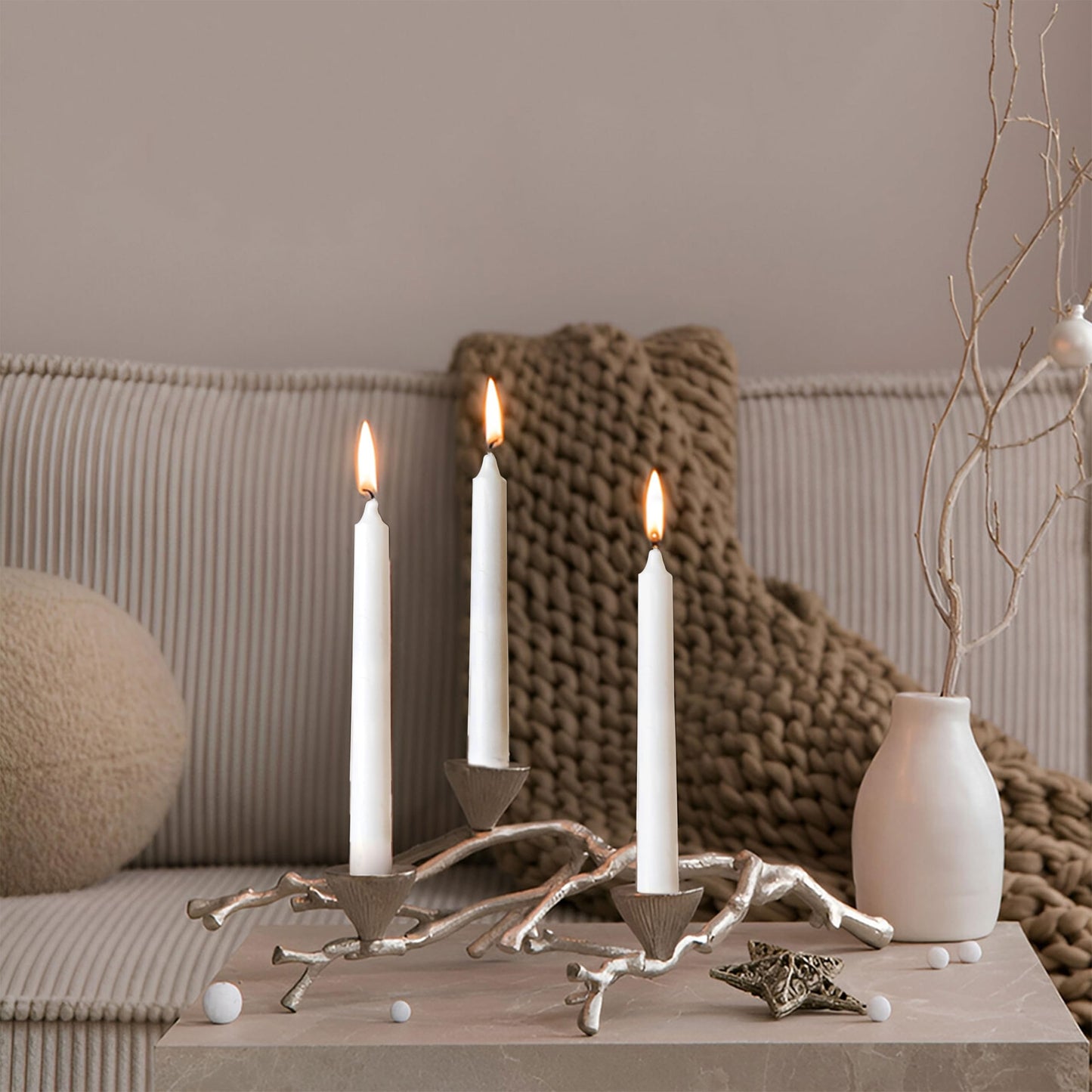 OSHADOW 1/2 Inch Taper Candle Thin 8" Lenght- 1/2 Inch Diameter - Skinny Taper Candles - Skinny Candlesticks - White Candlesticks - Thin Candlestick 1/2 - Candle Sticks White Candles