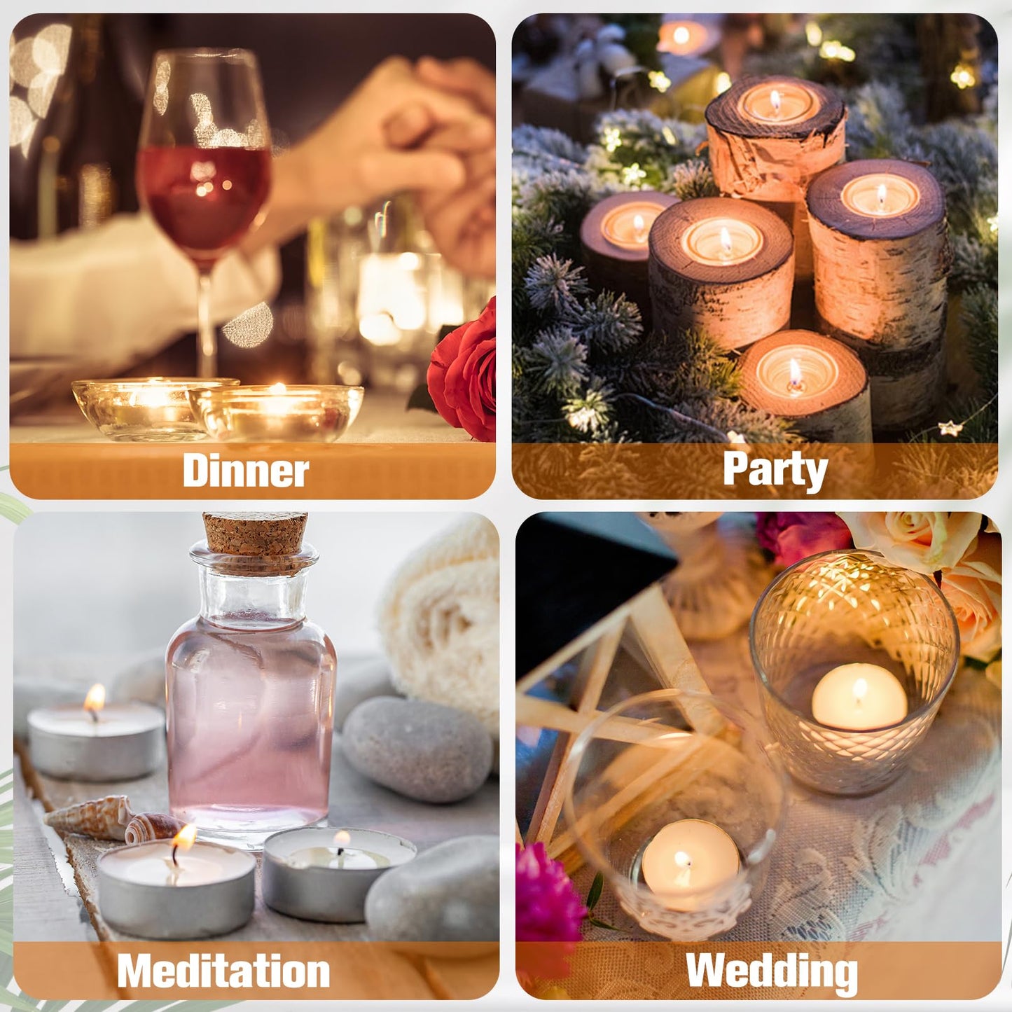 Erinnmy 100 Pack Tea Light Candle,Unscented Tealight Candles,6 Hours Long Burning White Tealights,Tea Candles Bulk Burn Evenly,Small Tea Candle for Emergency Dinner Home Weddings