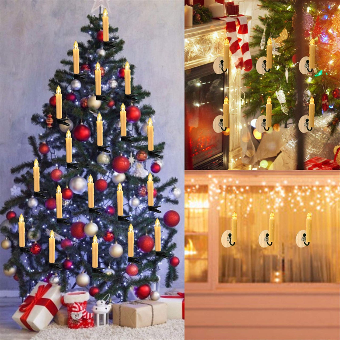 MIXALY 12 PCS Flameless Window Candles - Ivory Battery Operated LED Taper with Remote Updated Timer Function - Christmas Candles Warm White - Perfect for Wedding/Birthday/Party Decor