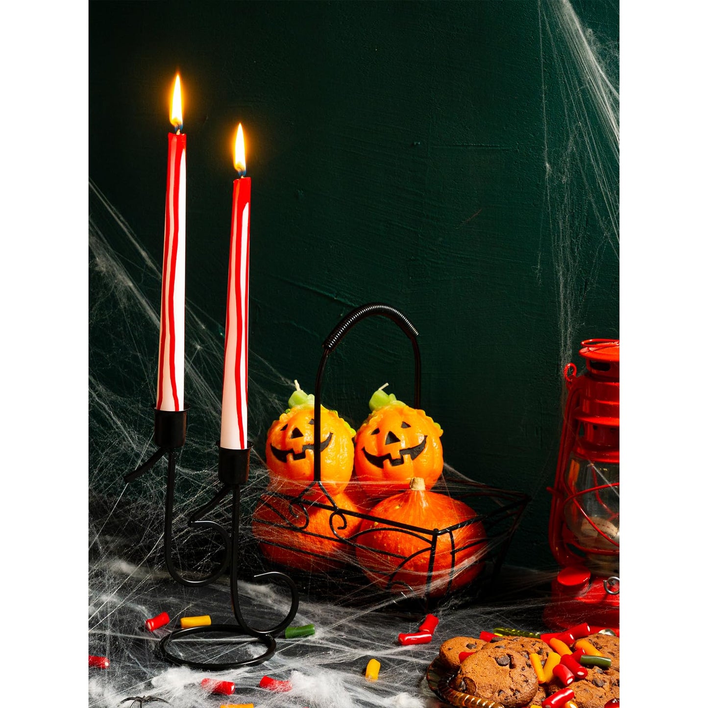 CANDWAX 12 inch Taper Candles Set of 4 - Unscented Tapers Burning for 10 Hours - No Drip Candlesticks Ideal for Halloween or Other Themed Party - Blood White
