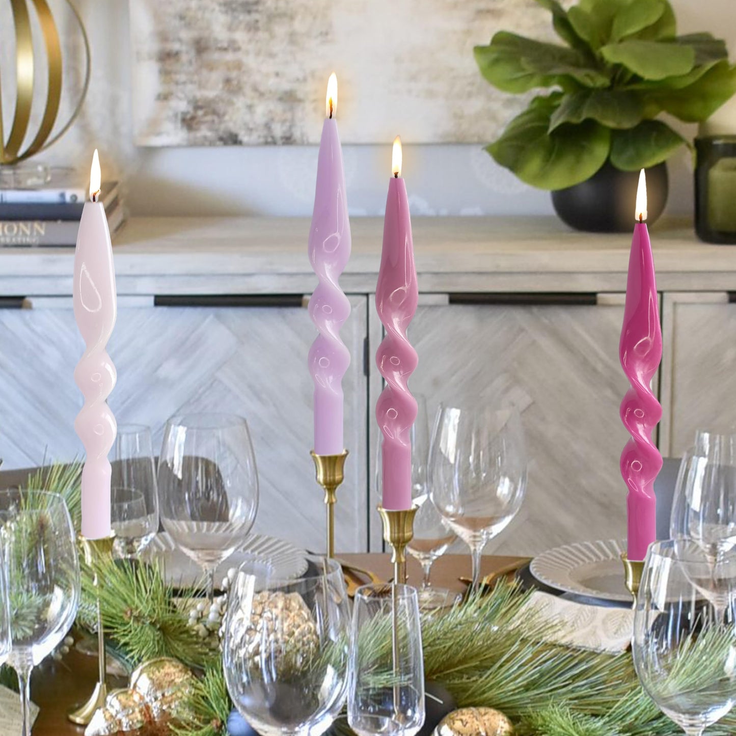 Spiral Candle Taper Candlesticks Purple Tapered Candles Smokeless Candle Sticks Colorful Twisted Candles for Wedding Home Party