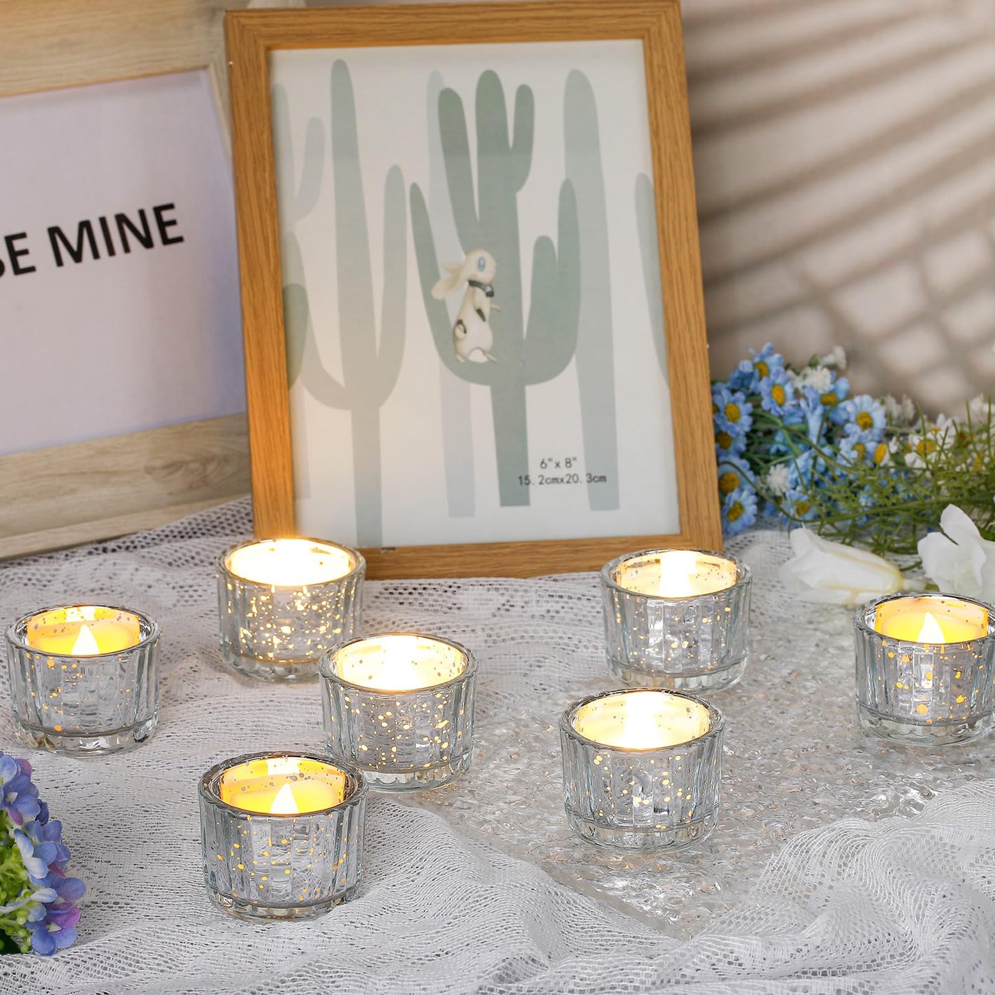 Mumufy 100 Pcs Glass Tealight Candle Holder Ribbed Votive Candle Holder for Centerpiece Wedding Proposal Spa Aromatherapy Meditation Home Decor (Silver)