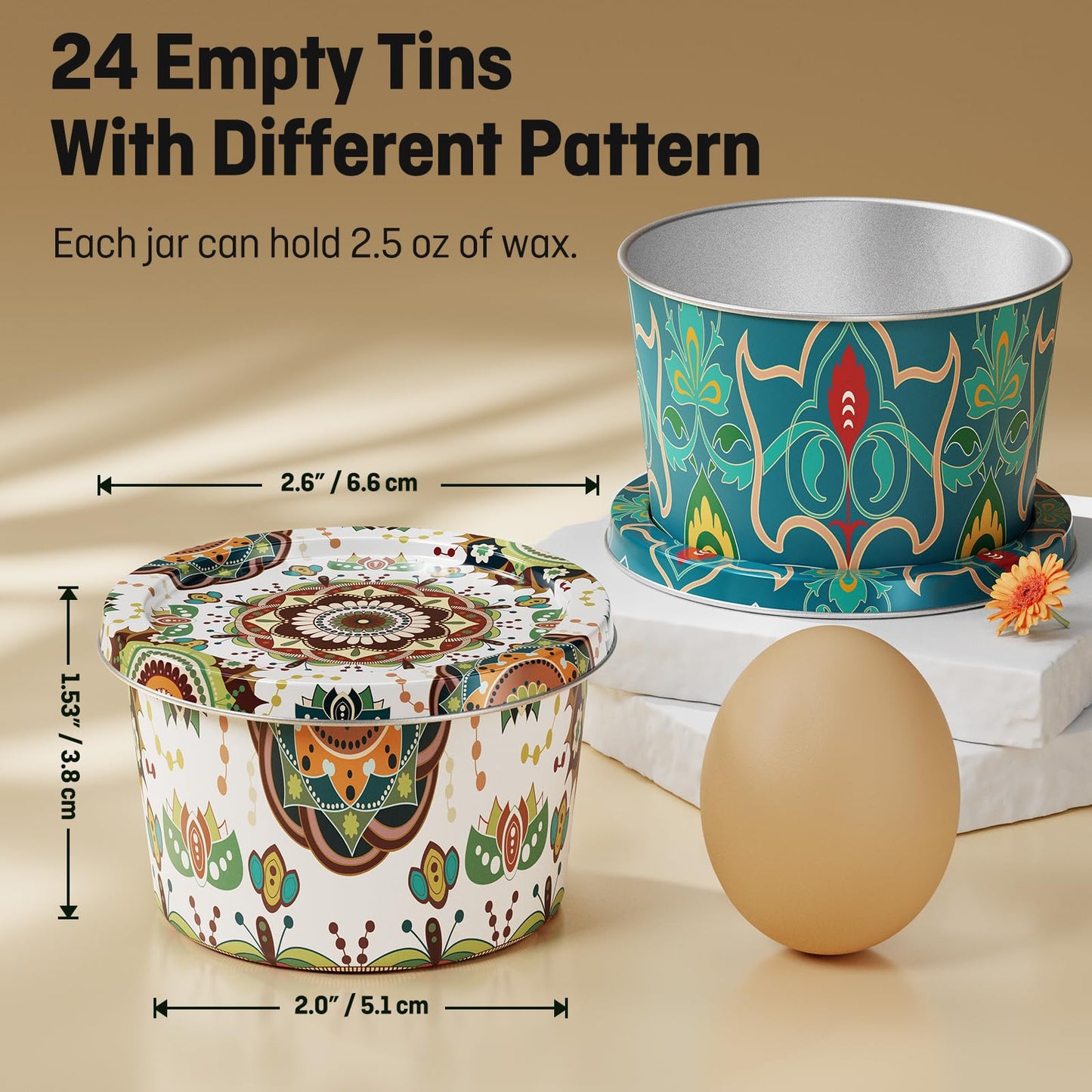 Nexuraze Empty Candle Tins for Making Candles with Lids, Tinplate Material, Warning Label Printed on Can Bottom (Colorful)