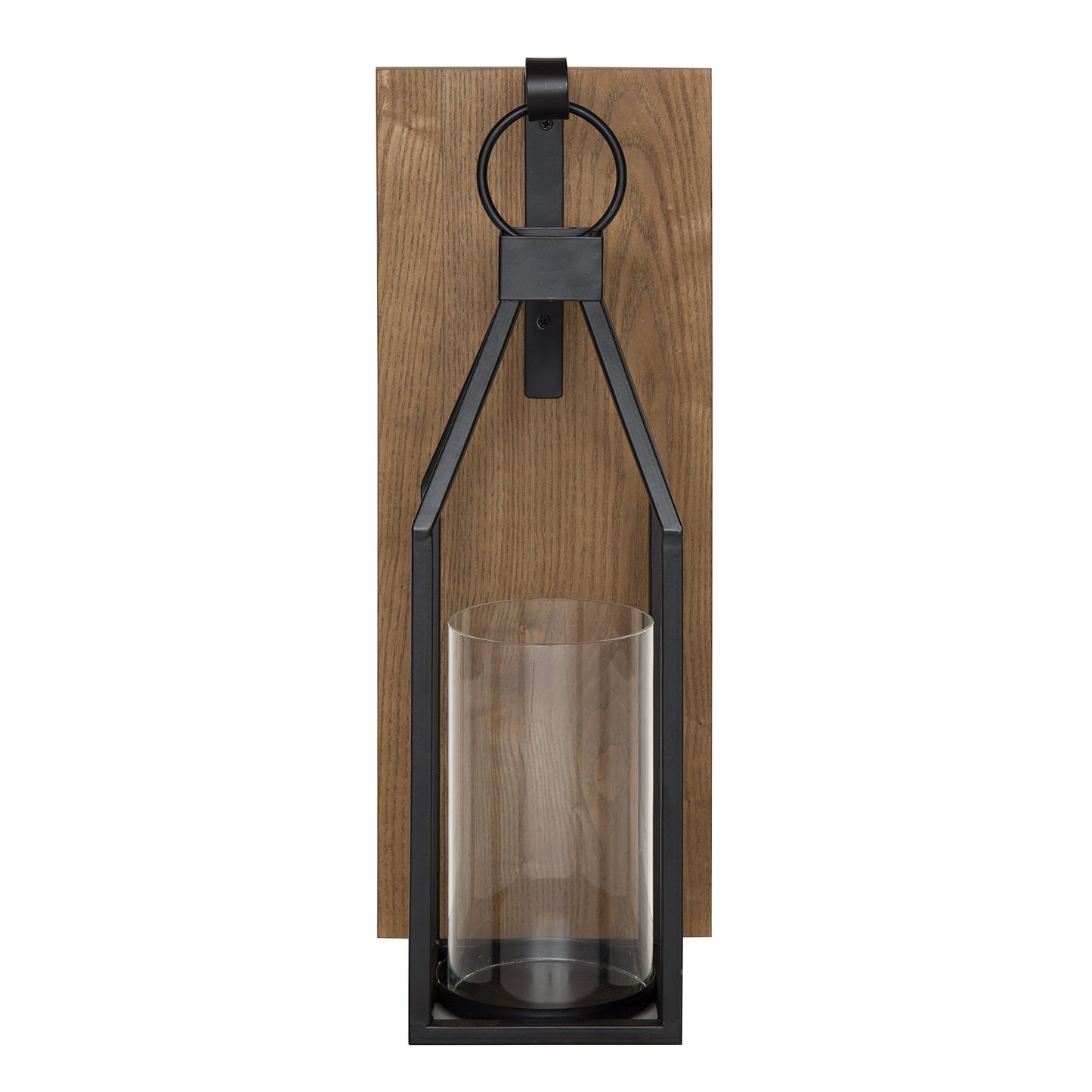 Kate and Laurel Oakly Wood and Metal Wall Sconce, Rustic Brown Wood Wall Candle Holder Farmhouse Decor