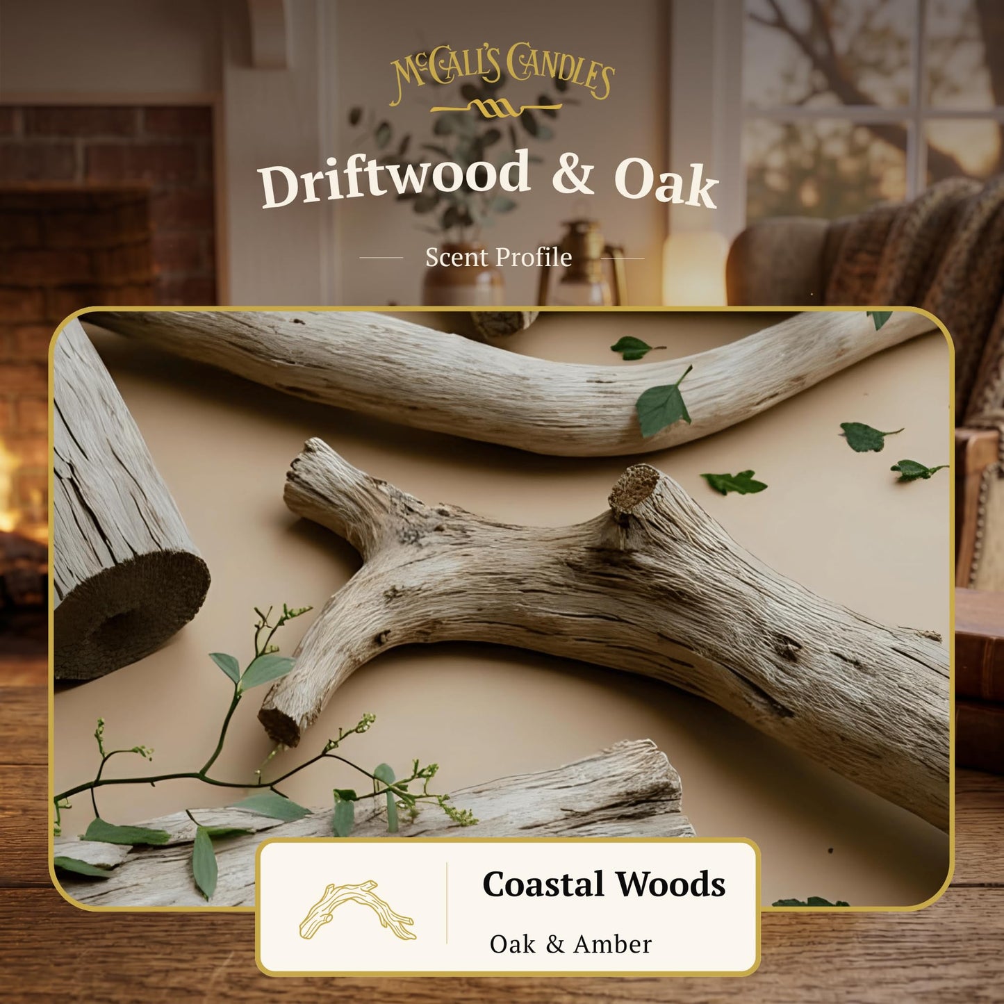 McCall’s Candles | Driftwood & Oak | 26 oz Classic Jar Candle | USA-Poured | Rustic Jar with Carrying Handles | Driftwood & Oak Fragrance