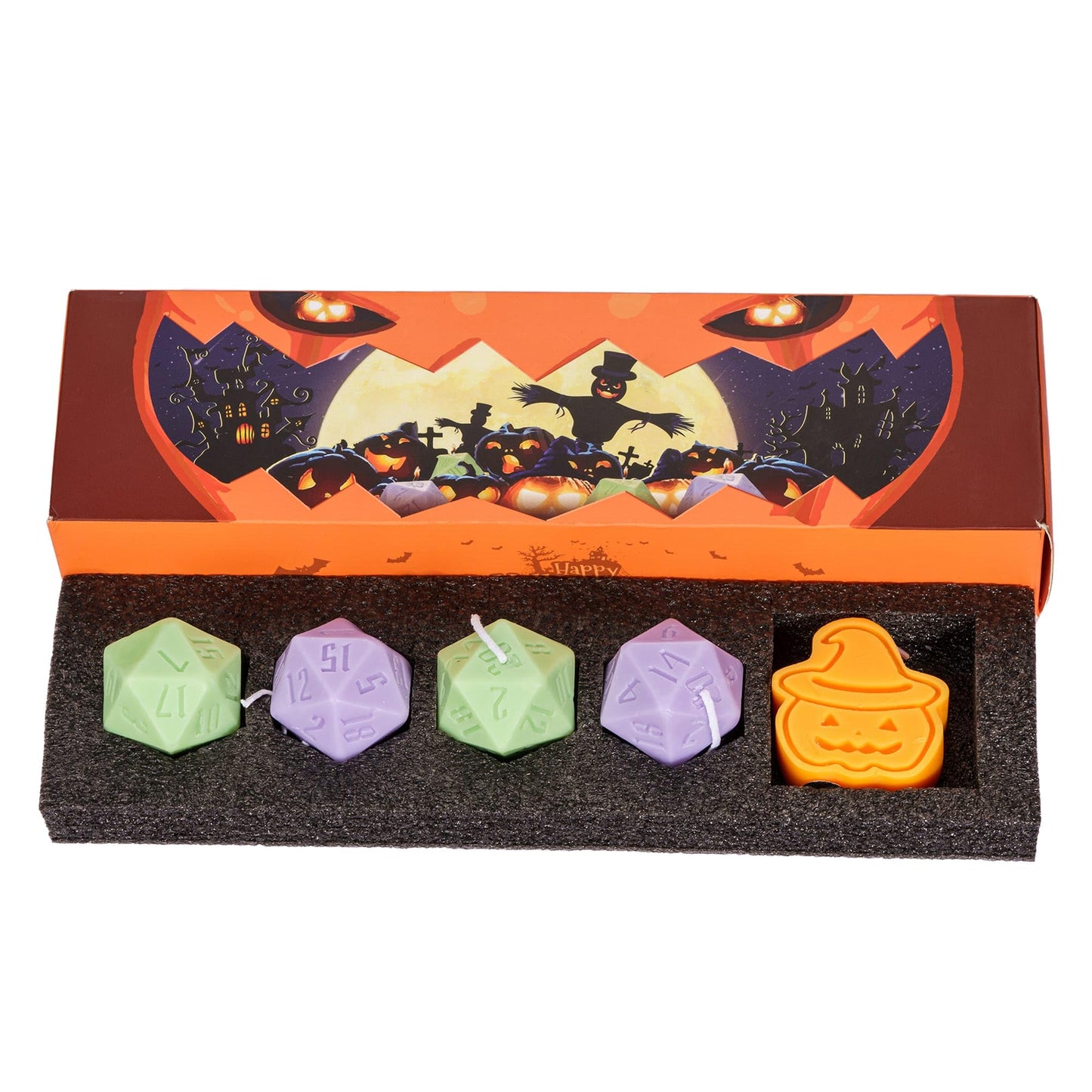 KSNDie D20 Dice Candles Set, Box of 5 Piece, Long Burning Candles, DND Halloween Candle Gift Polyhedral Dice Candle with Gift Box for Home Decor, as D&D Gifts
