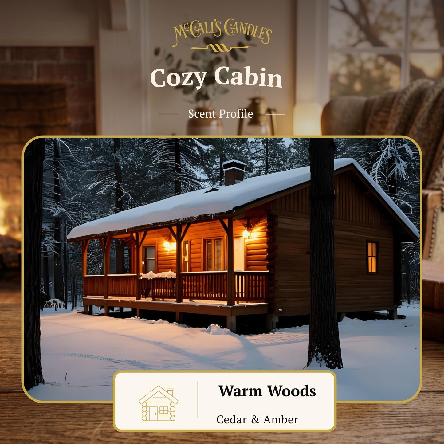 McCall’s Candles | Cozy Cabin | 16 oz Scented Candle | USA-Poured | Vintage Rustic Jar with Carrying Handle | Warm Woodsy Winter Fragrance