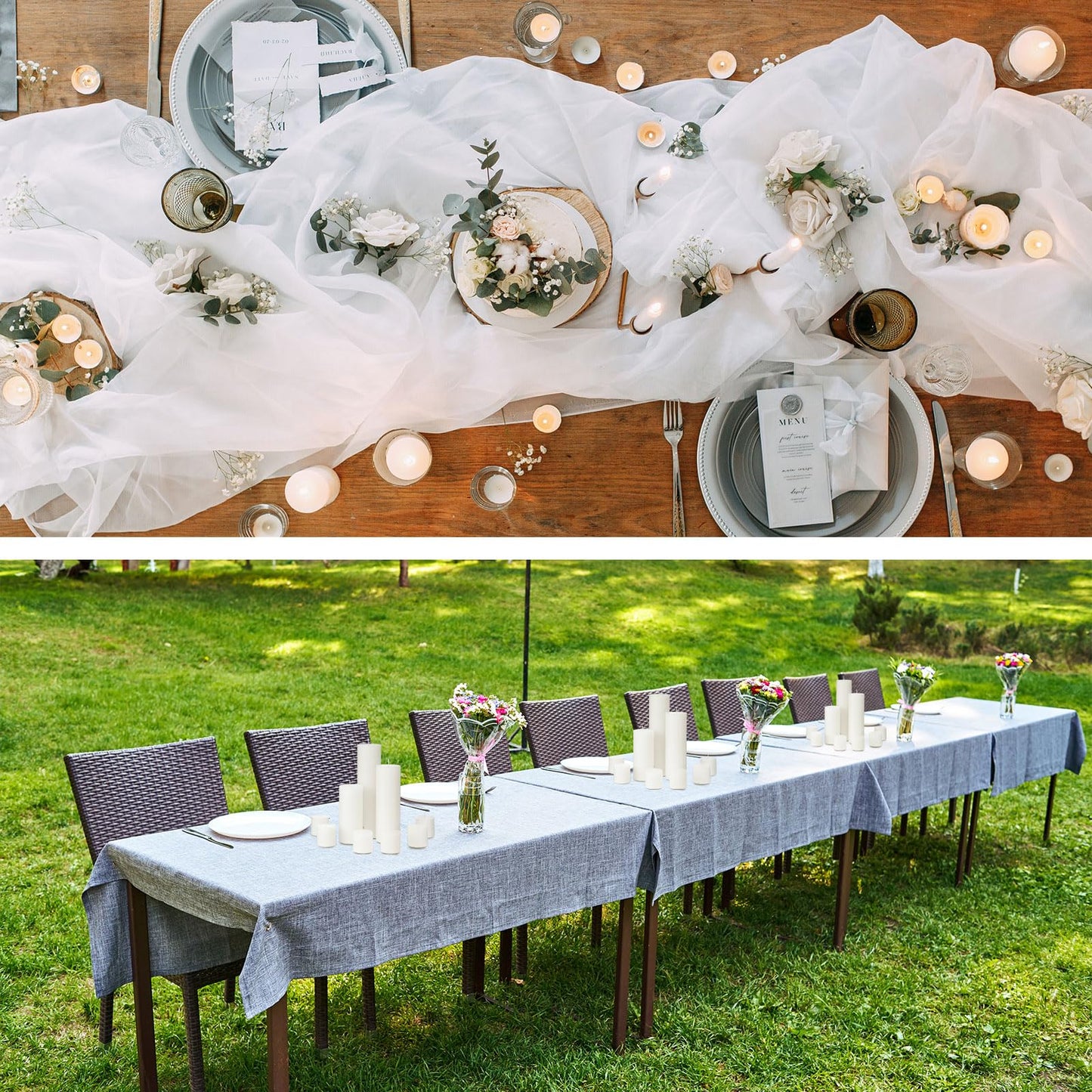 Shihanee 54 Pcs White Pillar Candle Bulk Set 2.6 x 2, 6, 7.8, 10 Inch Large Unscented Long Clean Burning Dripless Smokeless Wax Pillar Candle for Wedding Party Lantern Spas Dinner Home Table Decor