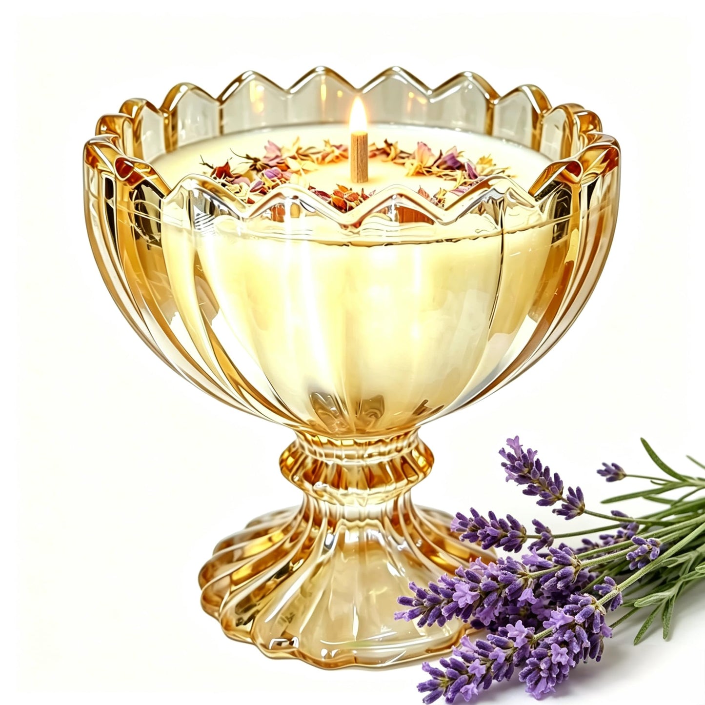 Joo Sko Petal Shape Soy Wax Lavender Scented Candle, Aromatherapy Jar Candles for Home Scented or As a Christmas Holiday Candle Gift for Your Lover(7OZ/48Hours Burning)