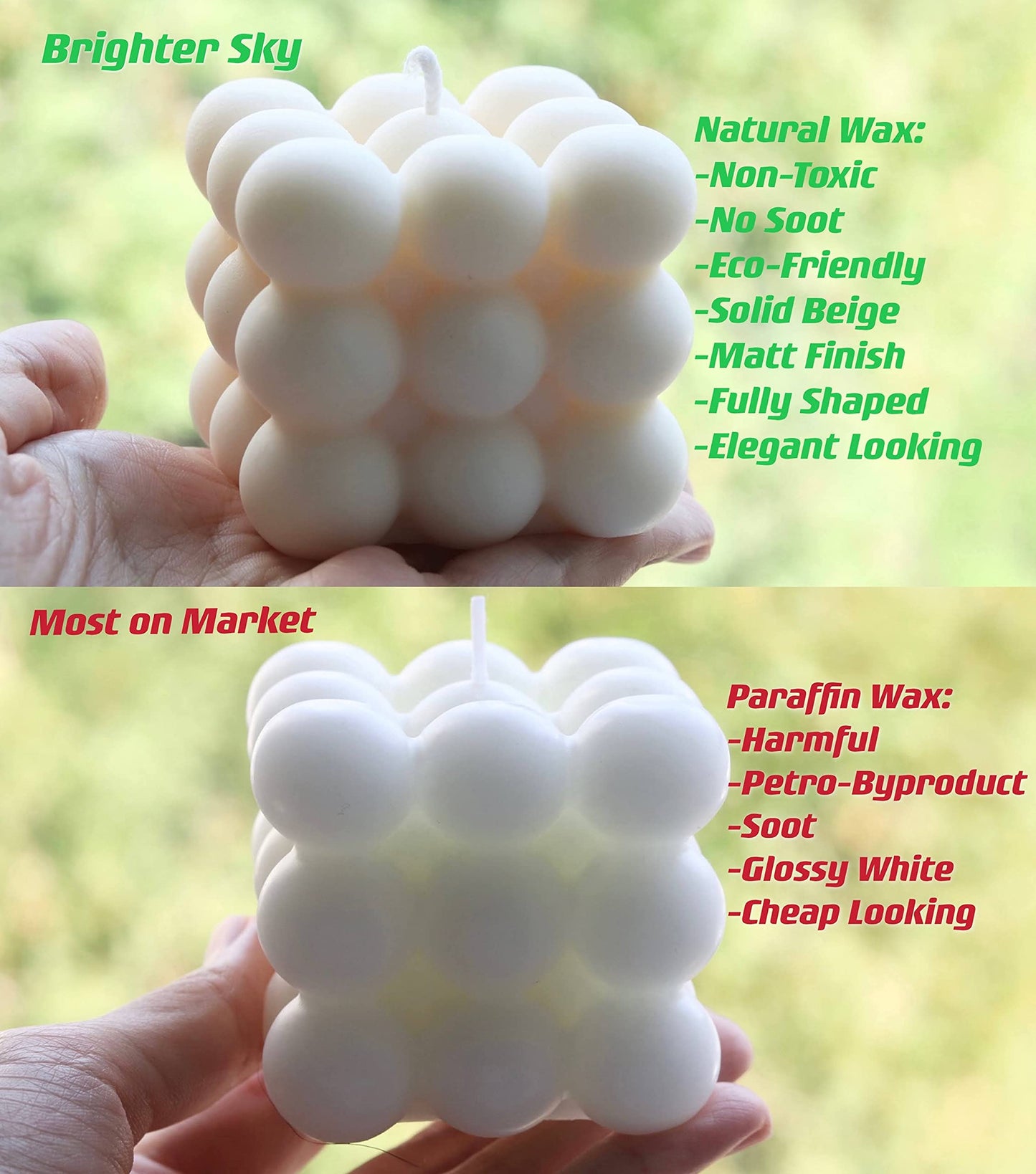 Brighter Sky Bubble Candle, Natural Premium Soy Wax, Beige, French Vanilla, Aesthetics, Gift for Her, Home Decoration