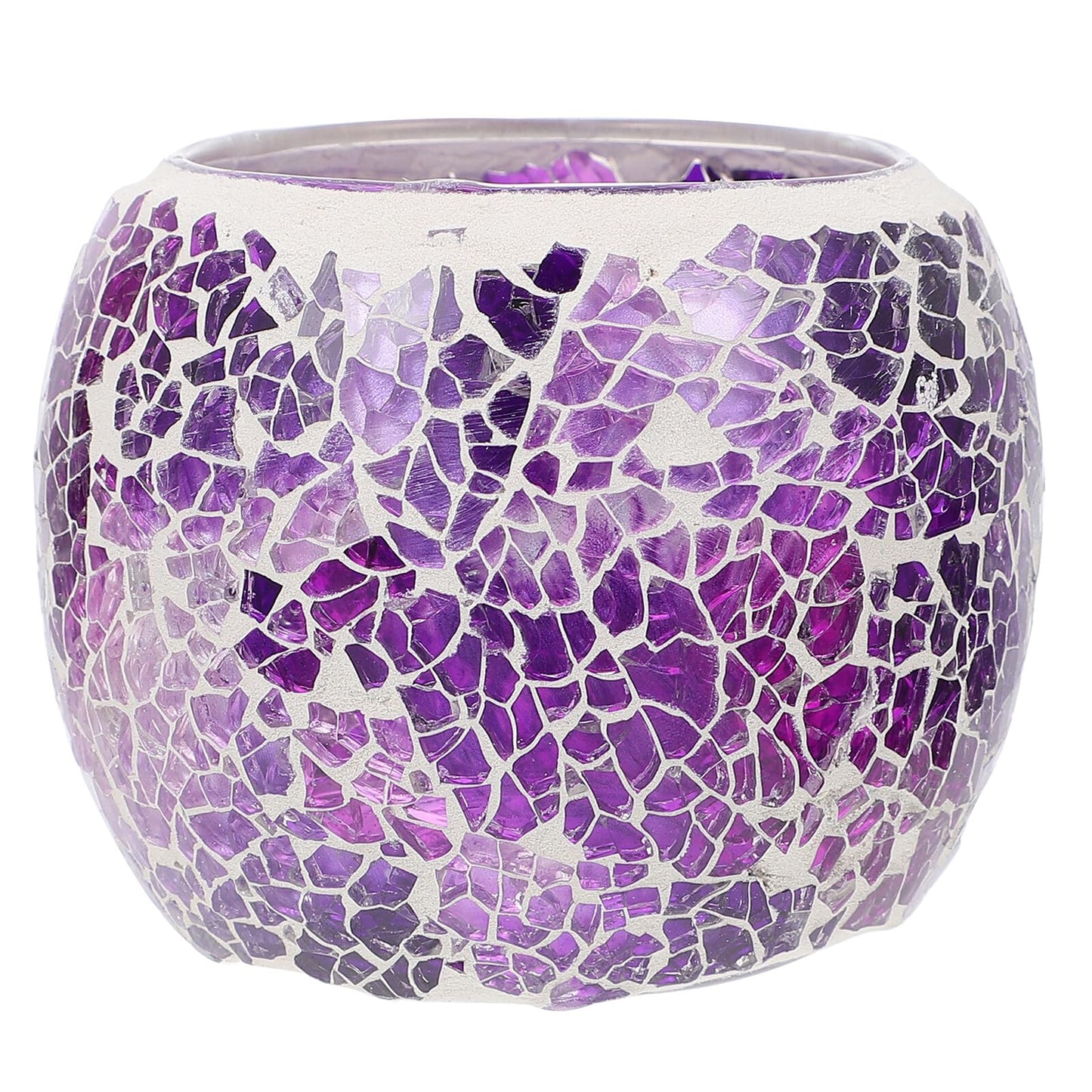 Alasum European Mosaic Glass Candlestick Holder, Purple Romantic Candlelight Dining Table Candle Holder for Home and Restaurant Decor