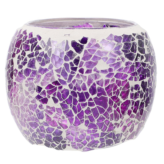 Alasum European Mosaic Glass Candlestick Holder, Purple Romantic Candlelight Dining Table Candle Holder for Home and Restaurant Decor