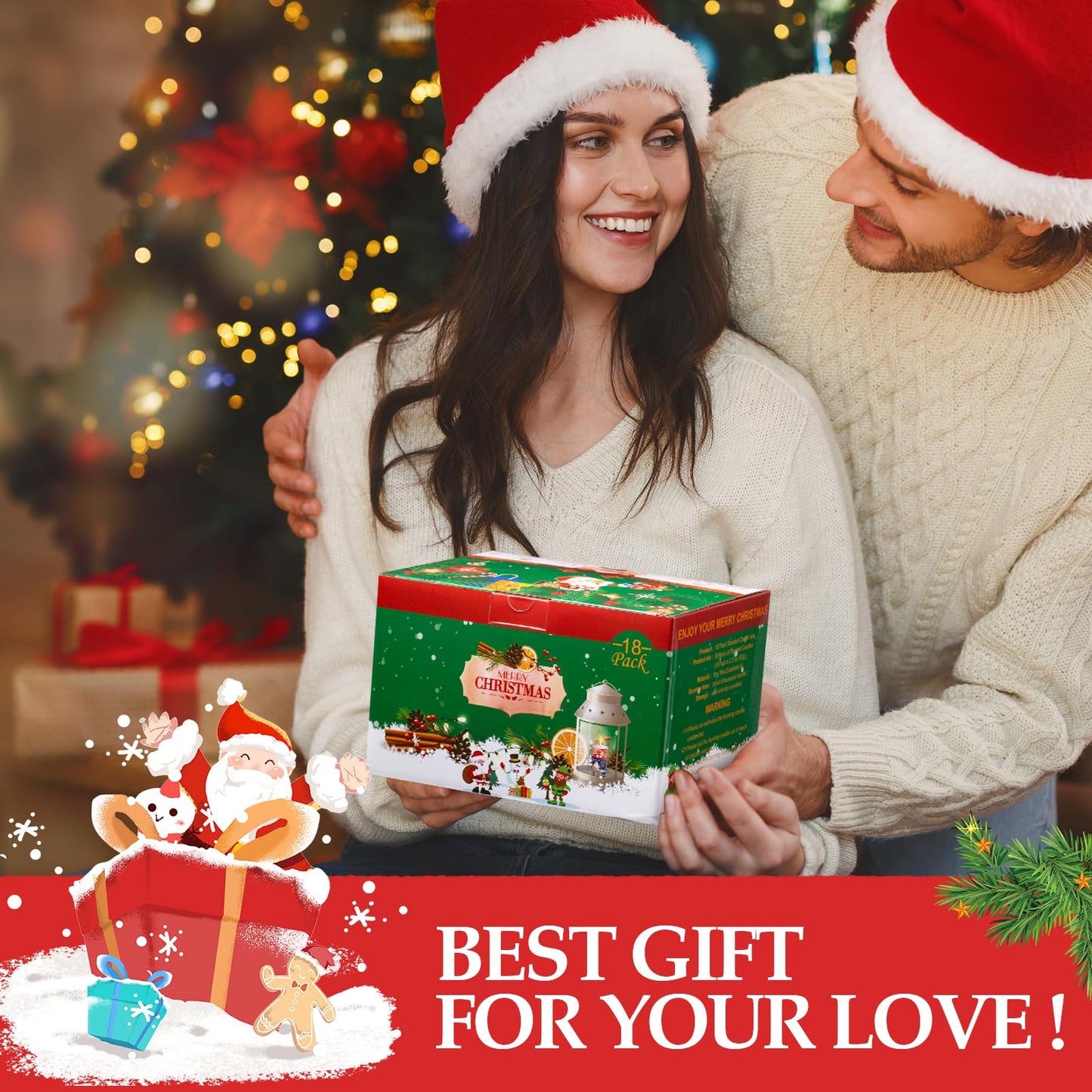 HOFOGOTOWIN 18 Pack Scented Candle Sets | Merry Christmas Aromatherapy Traverl Jar Candles | Soy Wax Candle Sets with 10% Essential Oils for Home and Travel |Gift Sets for Christmas Women
