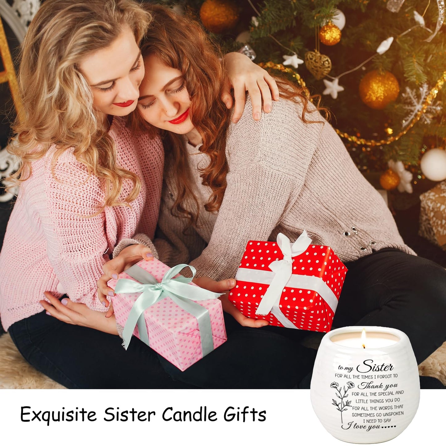 Sisters Birthday Gifts from Sister Brother, Sisters Candle 10Oz Sister Mothers Day Birthday Gifts, Thanksgiving, Thank You Gift, Soy Wax Lavender Scented Candle in Ceramic Jar Handmade