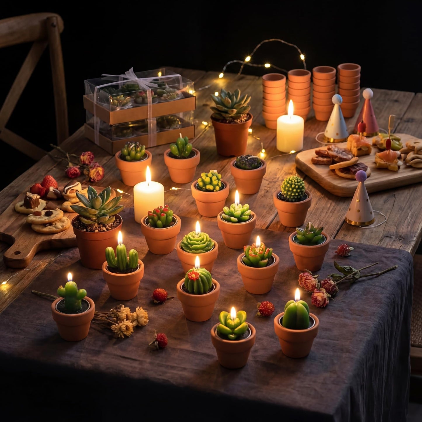 Shihanee 24 Pack Succulent Candles with Terracotta Pot Novelty Handmade Stylish Plant Candles Gifts for Baby Shower Birthday Wedding Party Favors Home Decor Valentine Gift