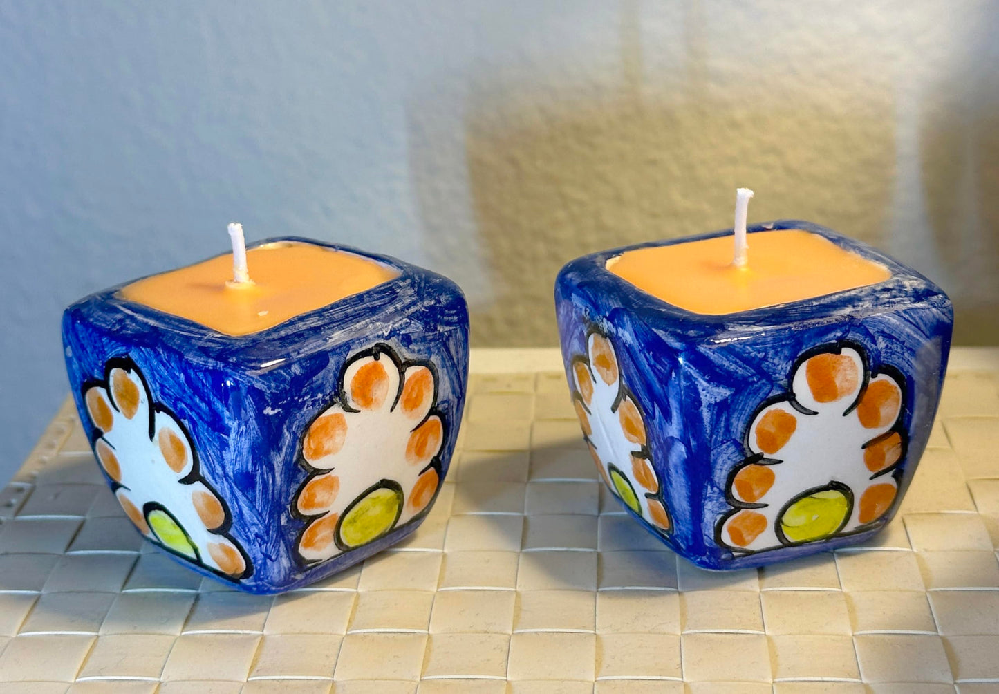 Painted Ceramic Candles - Turquoise Ceramic Jar Candles, Handmade Home Scented Candles, Classical Candle Gifts for Everybody. (turquoise2)