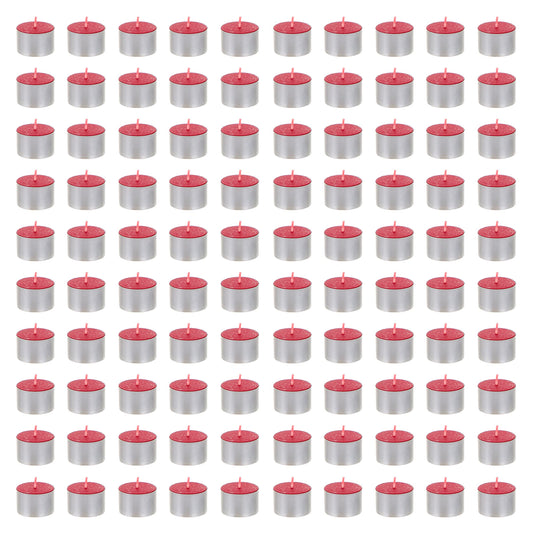 Mega Candles 100 pcs Unscented Jumbo Red Tea Lights Candles, Pressed Wax Candle 8 Hour Burn Time, Home Décor, Wedding Receptions, Occasions, Festivities, Events, Meditations, Prayers, Vigil, Altar