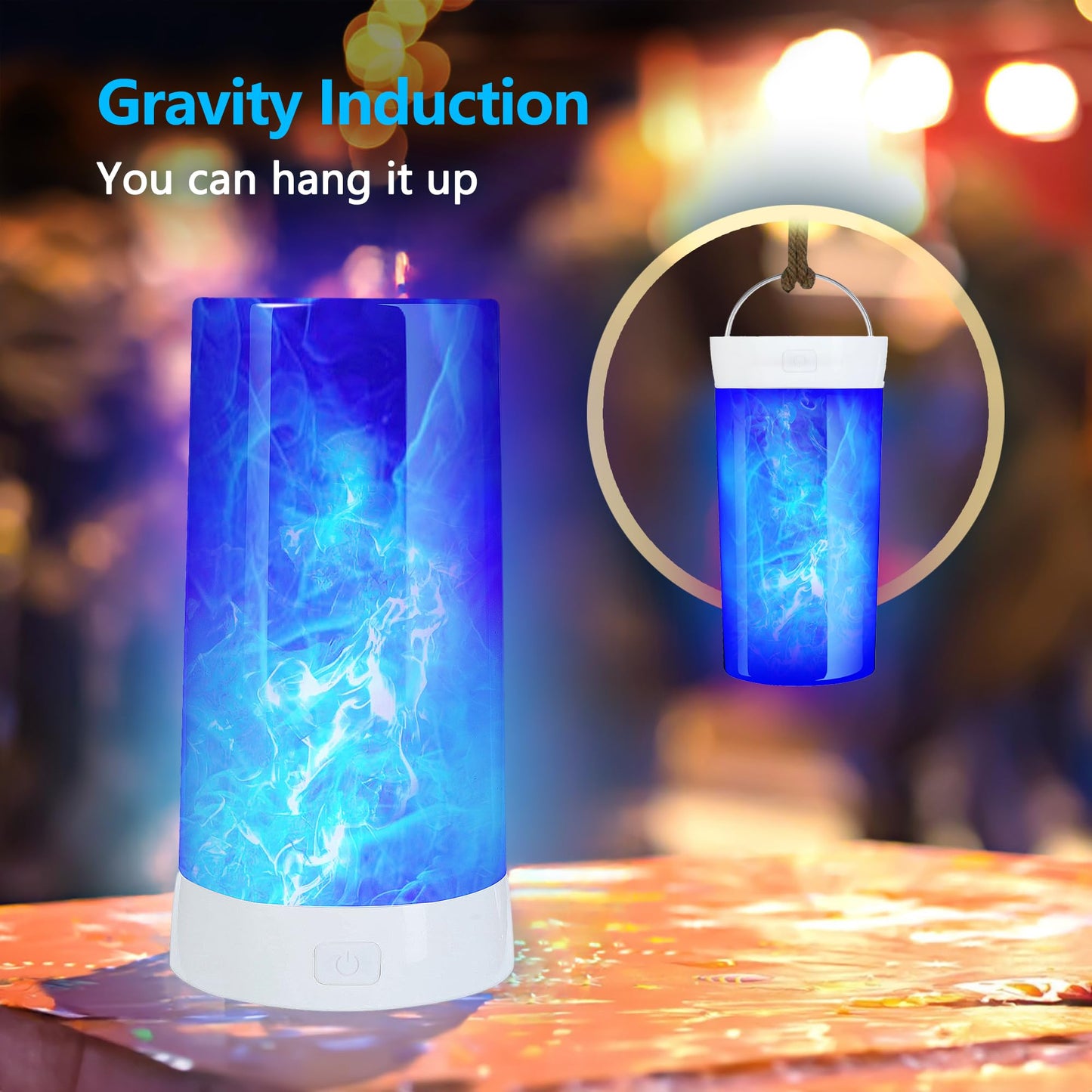 Kitmose 4X LED Flame Effect Light , USB Rechargeable 4 Modes Flickering Flame Candle Lantern with Remote Timer Gravity Sensing Effect Magnetic Base Waterproof Dimmable Outdoor Hanging Lamps Camping