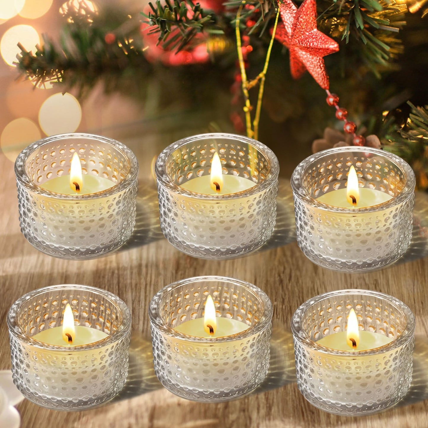 JOYIT Clear Votive Candle Holders Bulk Set of 6, Tealight Candle Holder for Wedding Table Centerpiece, Glass Small Candle Holders for Birthday Party, Valentine's Day, Home Decor (2''X 1.4'')