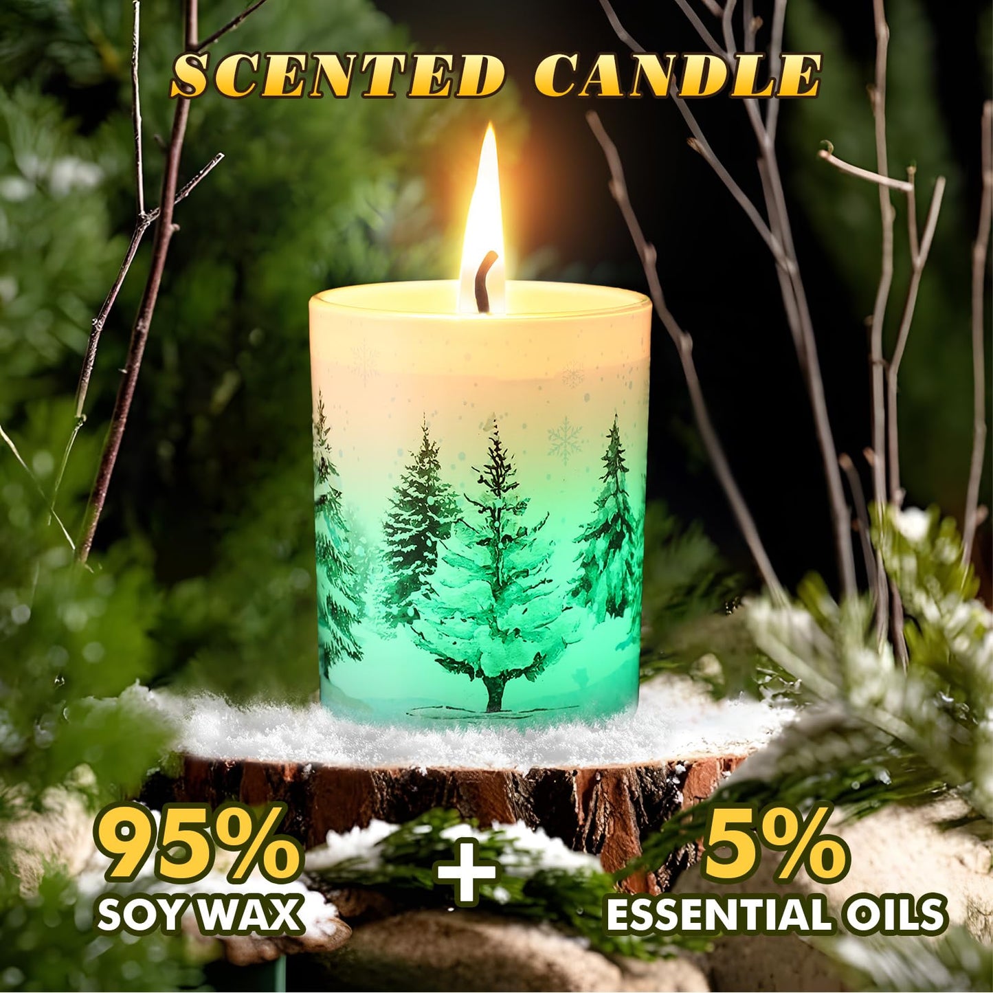 Electricwise Christmas Scented Candle Gift Set for Women, Candles Can Change Into 7 Colors, Winter Candle with 7.6oz Soy Wax Fir Holiday Candles for Christmas Women Gift(Snow Forest)