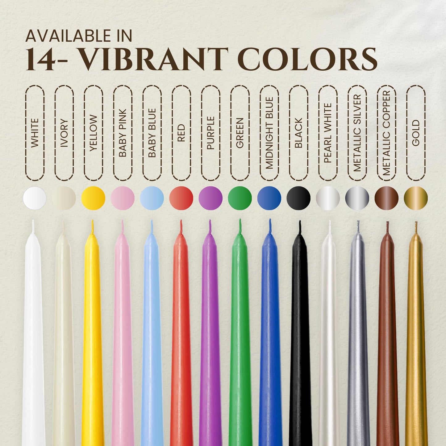 Axiom Candles - 10 Inch Dripless - Ivory Taper Candle Smokeless Tall Candle Sticks - 9 Hour Burn Time - Tapered Candles for Home, Dinners, Weddings, Parties (Unscented Pack of 10)