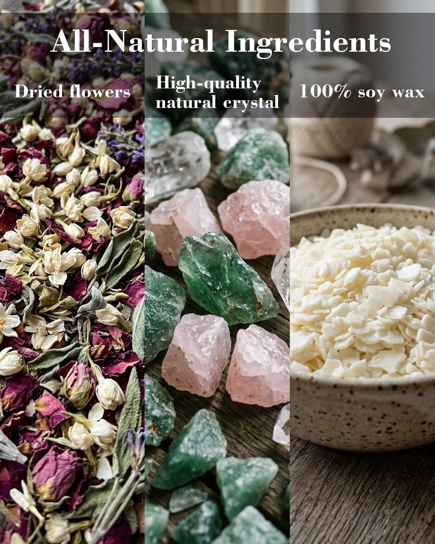 Natural Crystal Candle,Abundance, Crystal Ritual, Spiritual, Money Prosperity, Candle Spell.(Abundance)