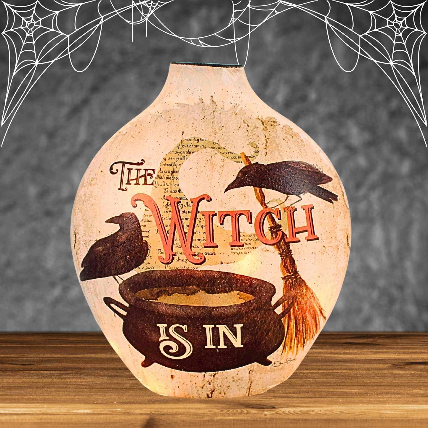 Stony Creek Hocus Pocus Pre-Lit Vase Lighted Glass Accent Dbh5207 Witch Halloween Novelty Lighting 7.00In (1Pc)