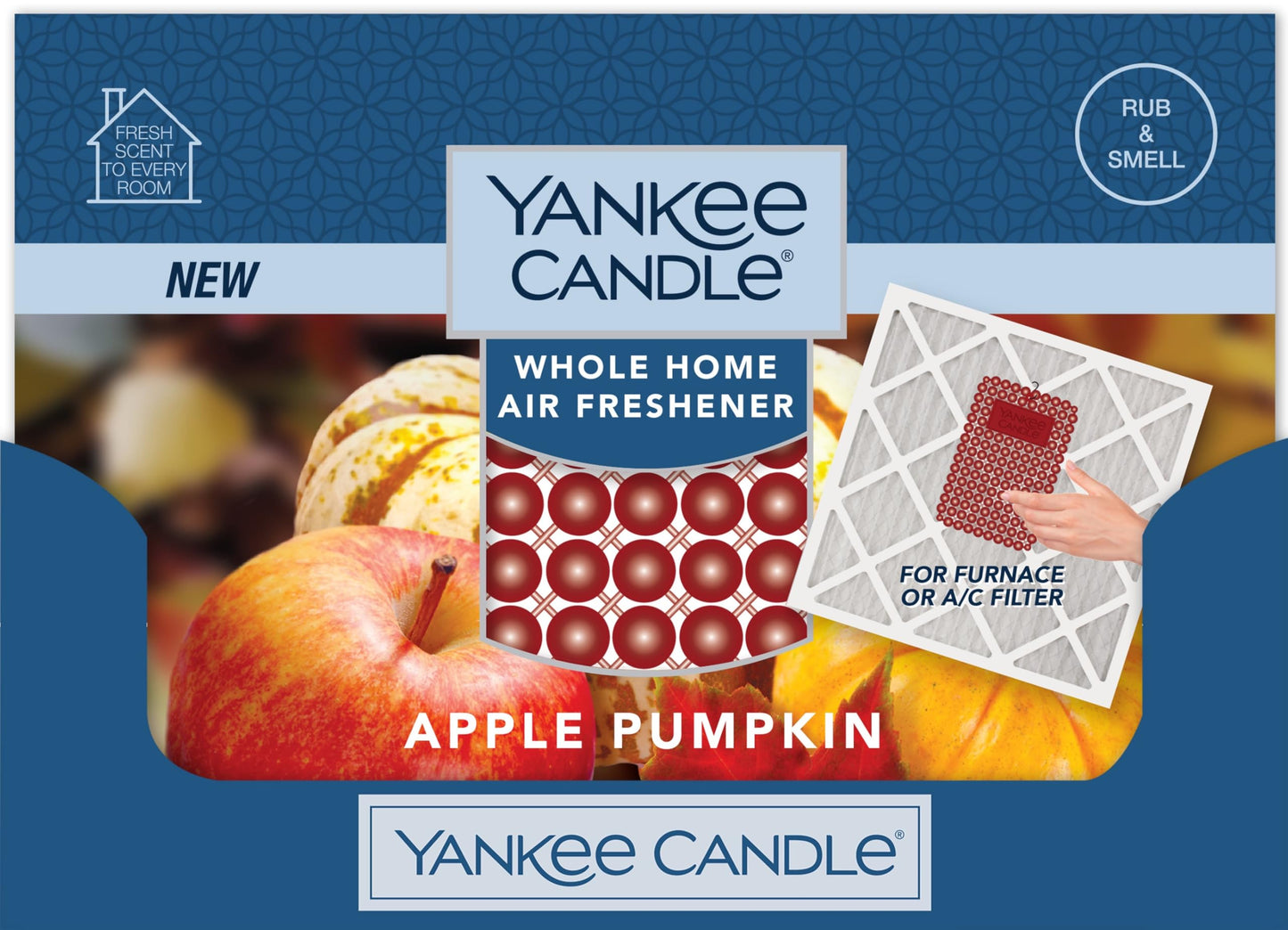 Yankee Candle Whole Home Air Freshener, Long Lasting Odor Eliminating Fragrance for Home, Continuous Room Freshener, Apple Pumpkin (Pack of 4)