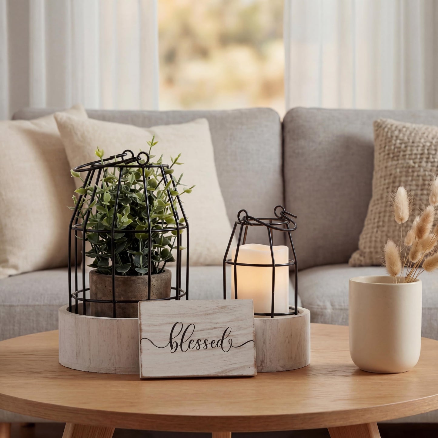 Mumufy Modern Rustic Farmhouse Candle Lantern Set of 5 (Candles are Not Included), Decorative Lanterns for Living Room Table Centerpieces Fireplace Mantle Modern Home Decor(Small,Black, White)