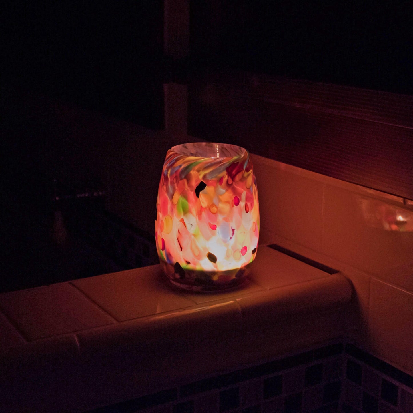 Totally Blown Glassworks Votive Candle Holder, Tea-Light, Handmade Blown Glass, Accent Vase, Centerpiece, Home Decor, Artist Dehanna Jones, Seattle, WA. (Purple Grape Ape)