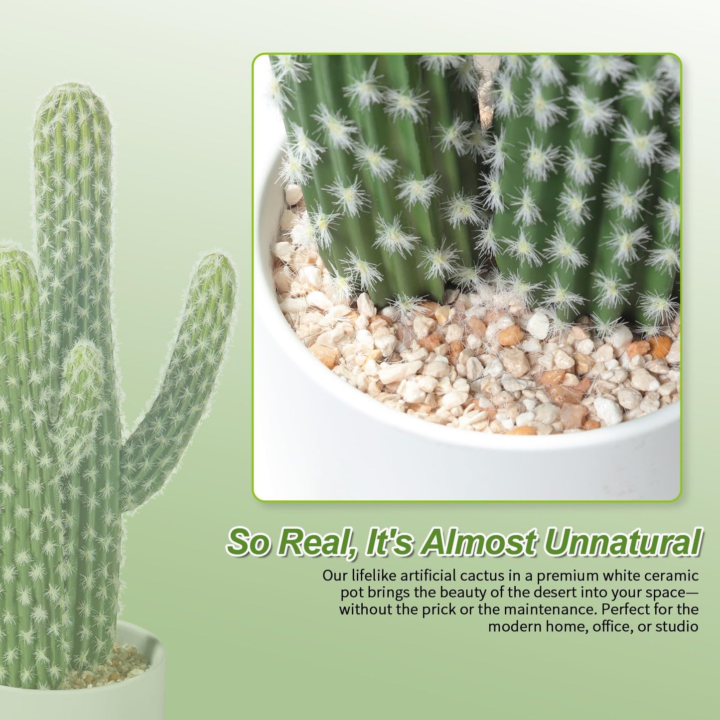 ASTRIDIA Artificial Cactus Plants - Potted Succulents in Ceramic, Faux Cacti and Succulent Decor for Home, Office Desk，Living Room-1pack