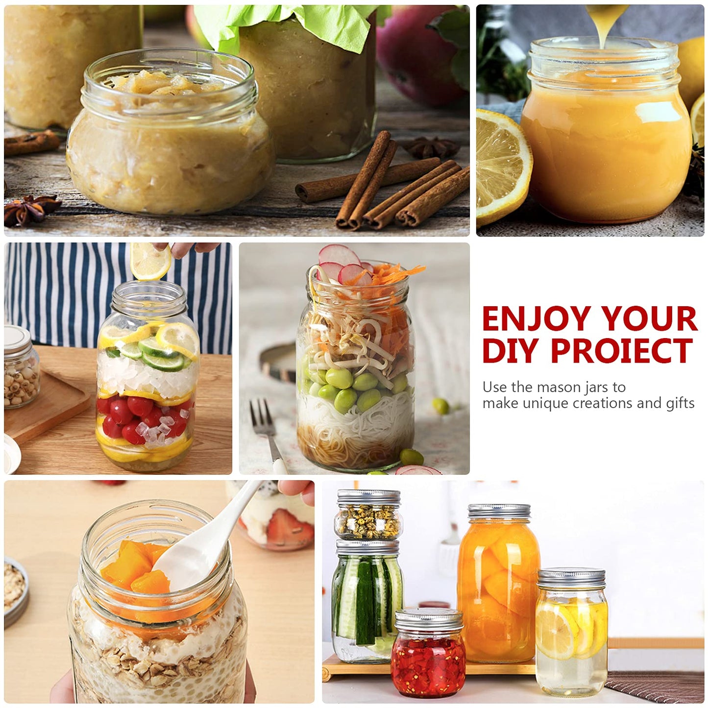 10 oz Mason Jars, 24 Pack 300ml Glass Canning Jars with Regular Mouth Lids, Glass Jars Storage Containers for Overnight Oats, Jam, Jelly, Honey, Beans, Spice, Wedding Party Favors, Shower Favors
