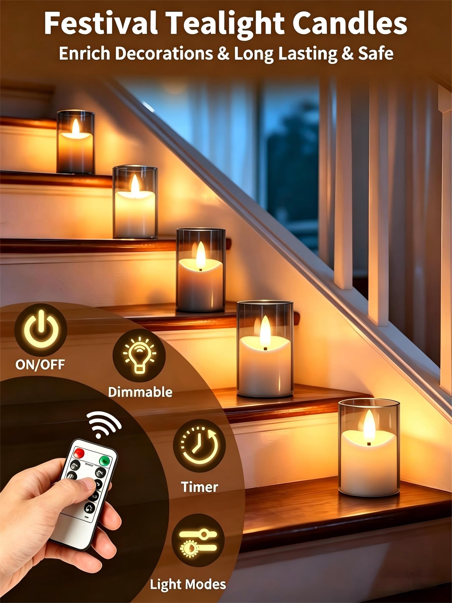 YTRUSTIX Rechargeable Flameless Tea Light Candles with Timer Remote, 1.7"x2.5" Acrylic Small Votive Electric LED Candles Battery Operated for Home Aniversary Wedding Holiday Decor (Pack of 6, Gery)