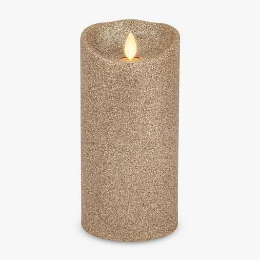 Luminara Glitter Flameless Candle Pillar (Champagne, 3.5" x 7")