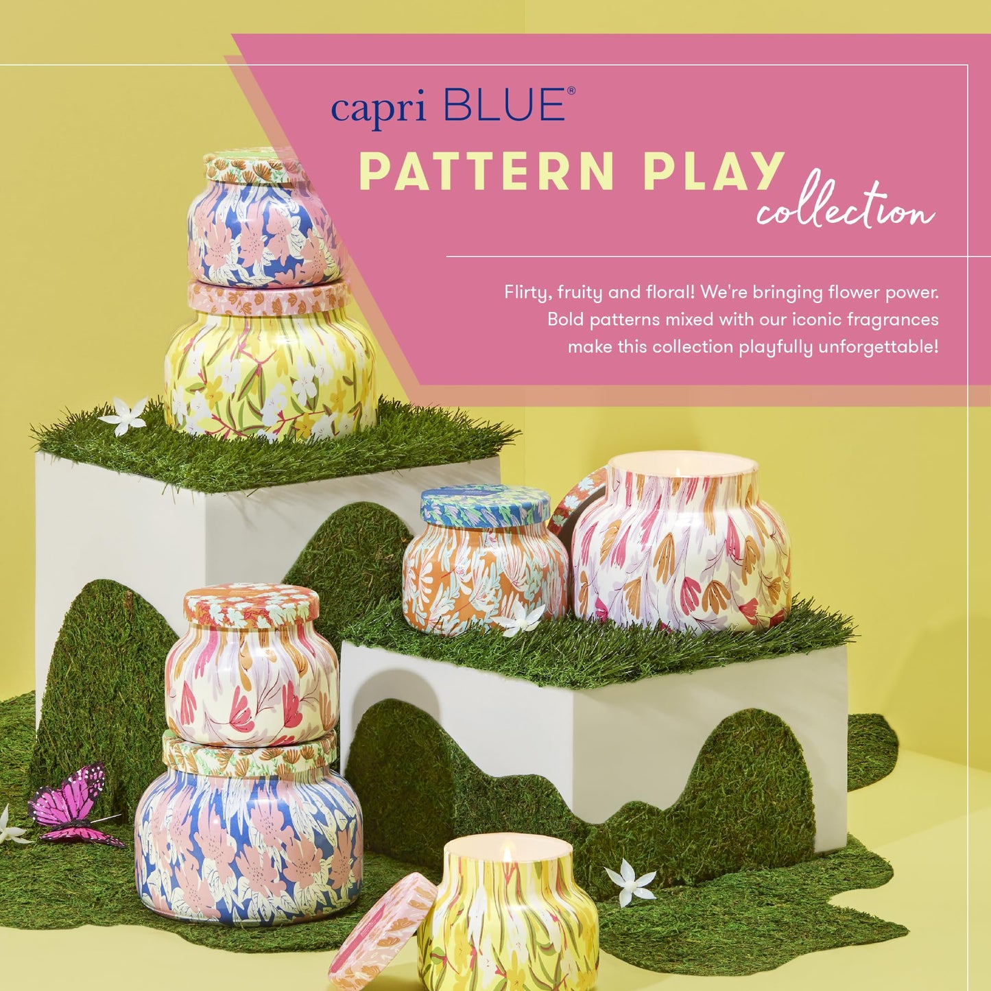 Capri Blue Scented Candles - Pattern Play Glass Jar Candles - Long Lasting Soy Wax Blend - Luxury Home Decor - Notes of Pineapple, Lemon Flower & Sugarcane - Gifts for Women (Pineapple Flower, 8 oz)