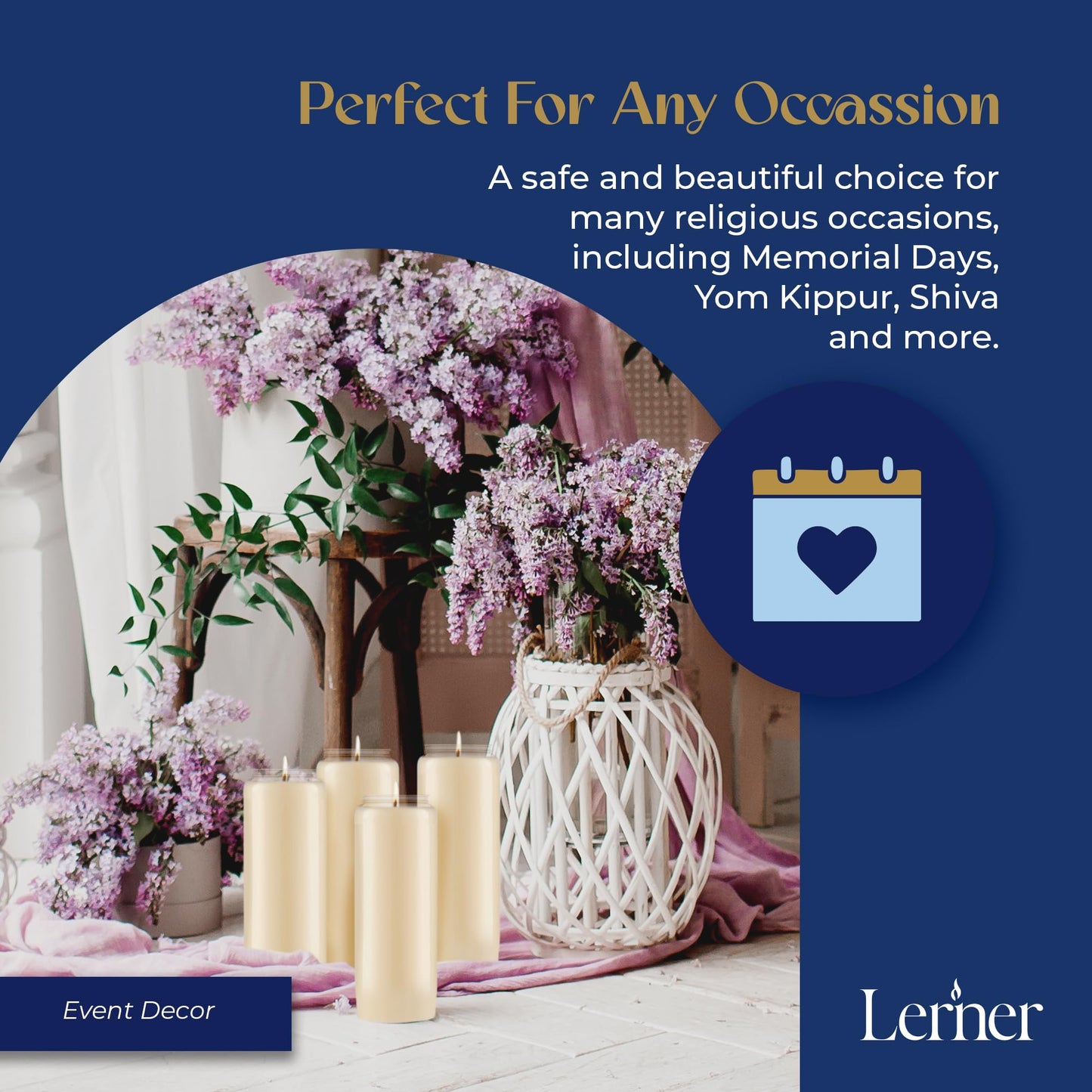 Lerner 9-Day Memorial Candles, 5 Pack, 7” Pillar Prayer Candle in Plastic Jar, Long-Lasting Smokeless Clean Burning Mourning & Shiva Candle for Vigils, Church, Synagogue, Jewish Yahrzeit Candles