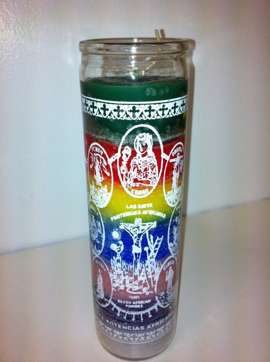 Seven African Powers, (Las Siete Potencias Africanas),7 Color Unscented Candle, 1 Count