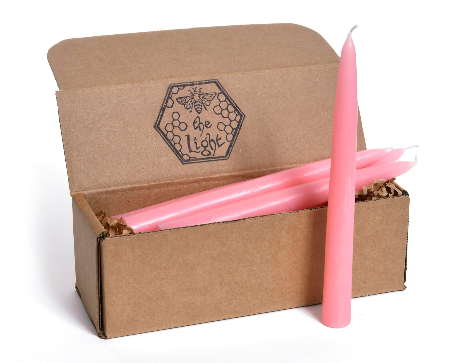 100% Pure Beeswax Taper Candles - All-Natural Handmade Decorative & Dipped Smokeless Unscented Candles for Christmas, Advent, and Hanukkah, Pink Sunrise, 8.5 Inches, 12 Candle Set, by BeeTheLight