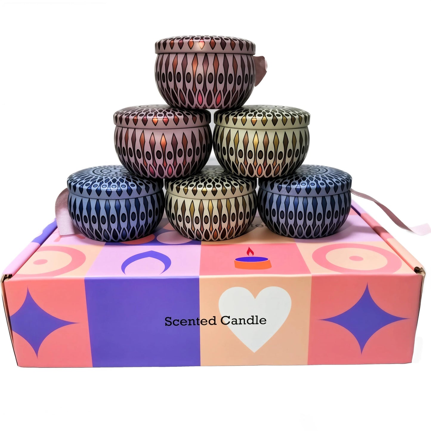 Scented Candles Gift Set, Soy Candles Non Toxic, 8% Essential Oils, 6PCS