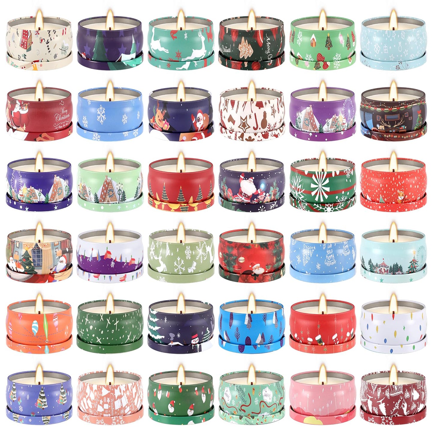 36 Packs Christmas Scented Candles Gift- Aromatherapy Candle-2.5oz Soy Wax-Long Lasting Burn time, Christmas Thanksgiving Gifts, Home Decor.