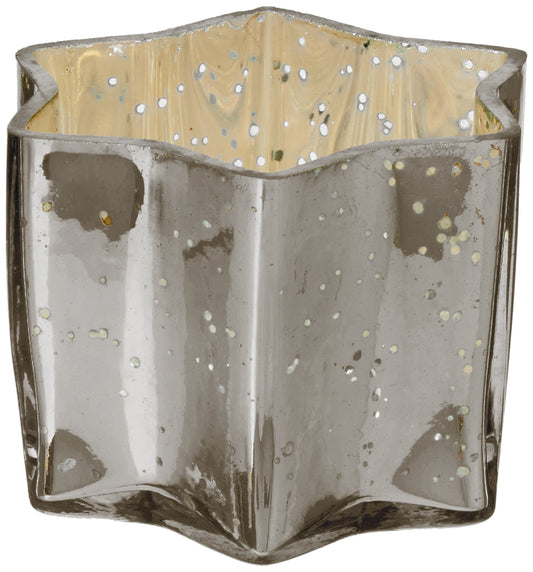 Insideretail Mercury Glass Star Tea Light Holders-with Distressed Gun Metal Foil, 7cm x 7cm x 4.5cm, Set of 12